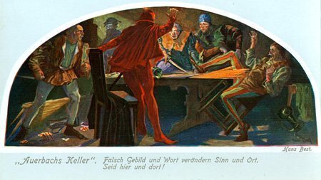 Auerbachs Keller - Postkarte mit Mephisto-Darstellung